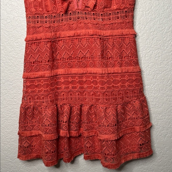 SAYLOR Carlotta Open Back Lace Mini Dress Medium Coquette - Picture 4 of 8